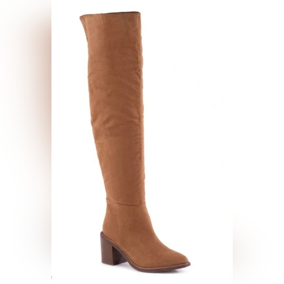 Sexy Chic Seychelles x Anthropologie Cognac Microsuede OTK Boots - Picture 3 of 4